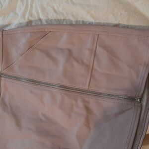 Y2k zip up skirt size 8 pleather vegan leather   mini skirt with pockets pastel